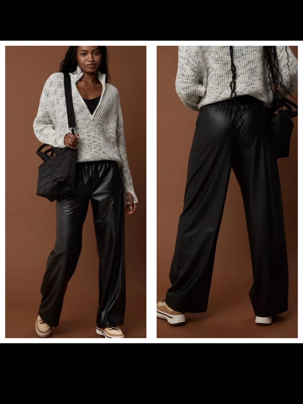 NWOT OFFLINE By Aerie Real Luxe Faux Leather Wide Leg Pant Size M